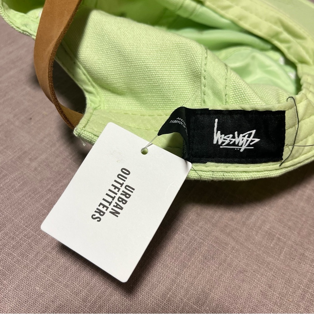 NWT Lime Green Stussy Hat Urban Outfitters Adjustable suede strap - Picture 7 of 8